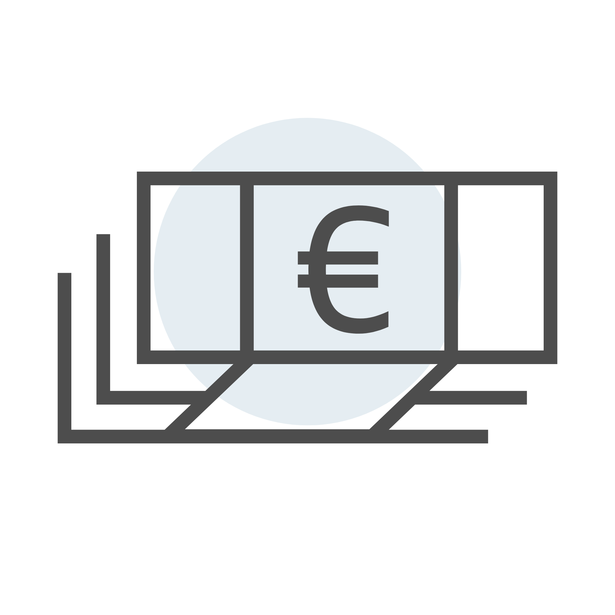 Grafik mit einem Euro-Symbol, umgeben von Diagrammlinien, die Finanz- oder Wirtschaftsthemen darstellen.