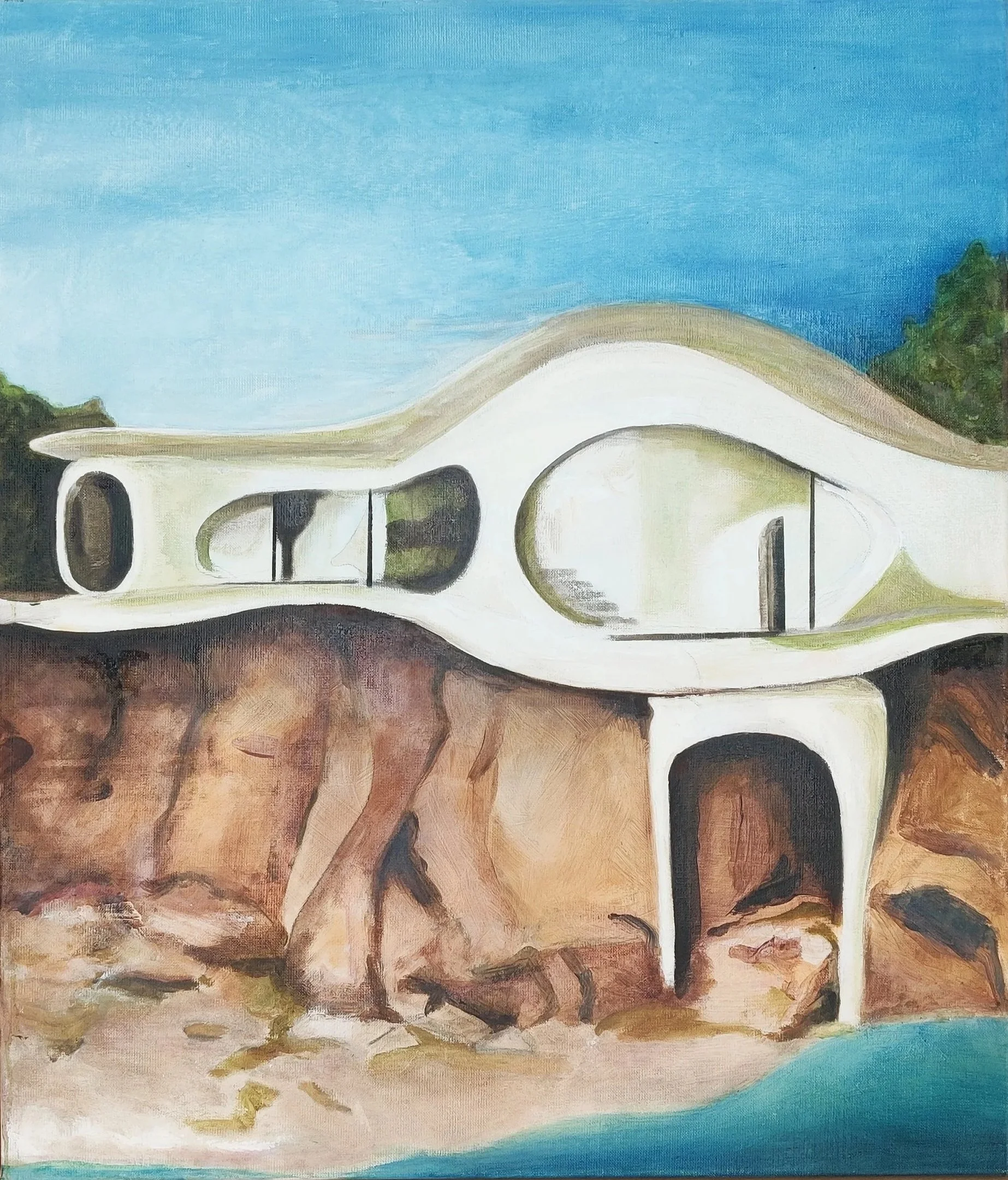 "OCEAN DREAM"    WOOD BLOCK FRAME        70 x 60CM