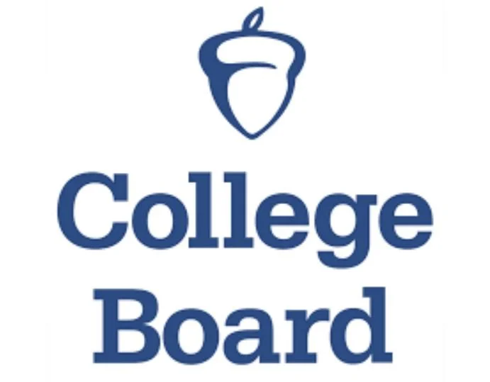 This is the college board logo which is a blue acorn above the name on a solid white background