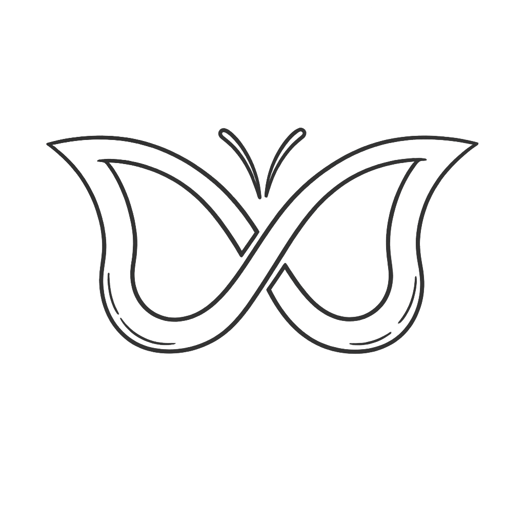 Line art drawing of a butterfly