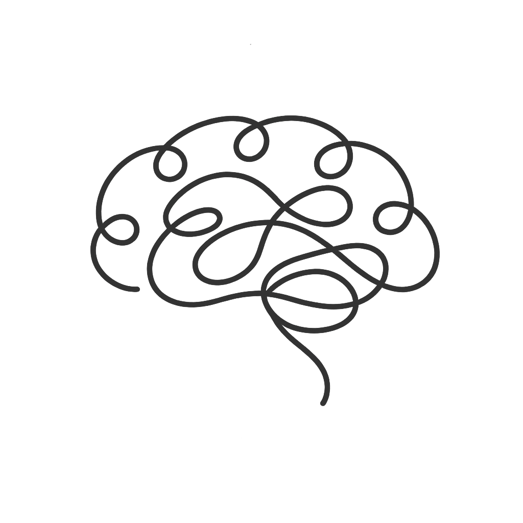 Black Line art drawing of a brain