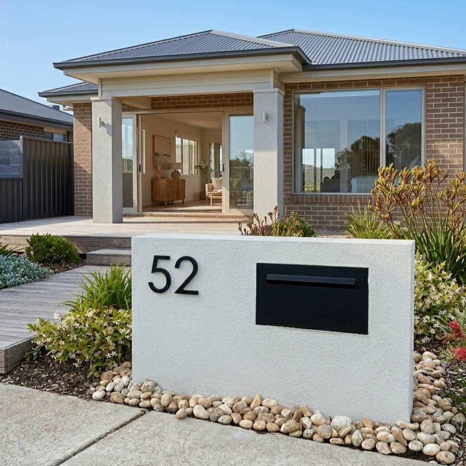 The Frankie with letterbox insert. 
Letterbox insert sized at 300 mm 
            Priced from $450 for small: 
    Dimensions 1000mm x 800mm x 240mm
