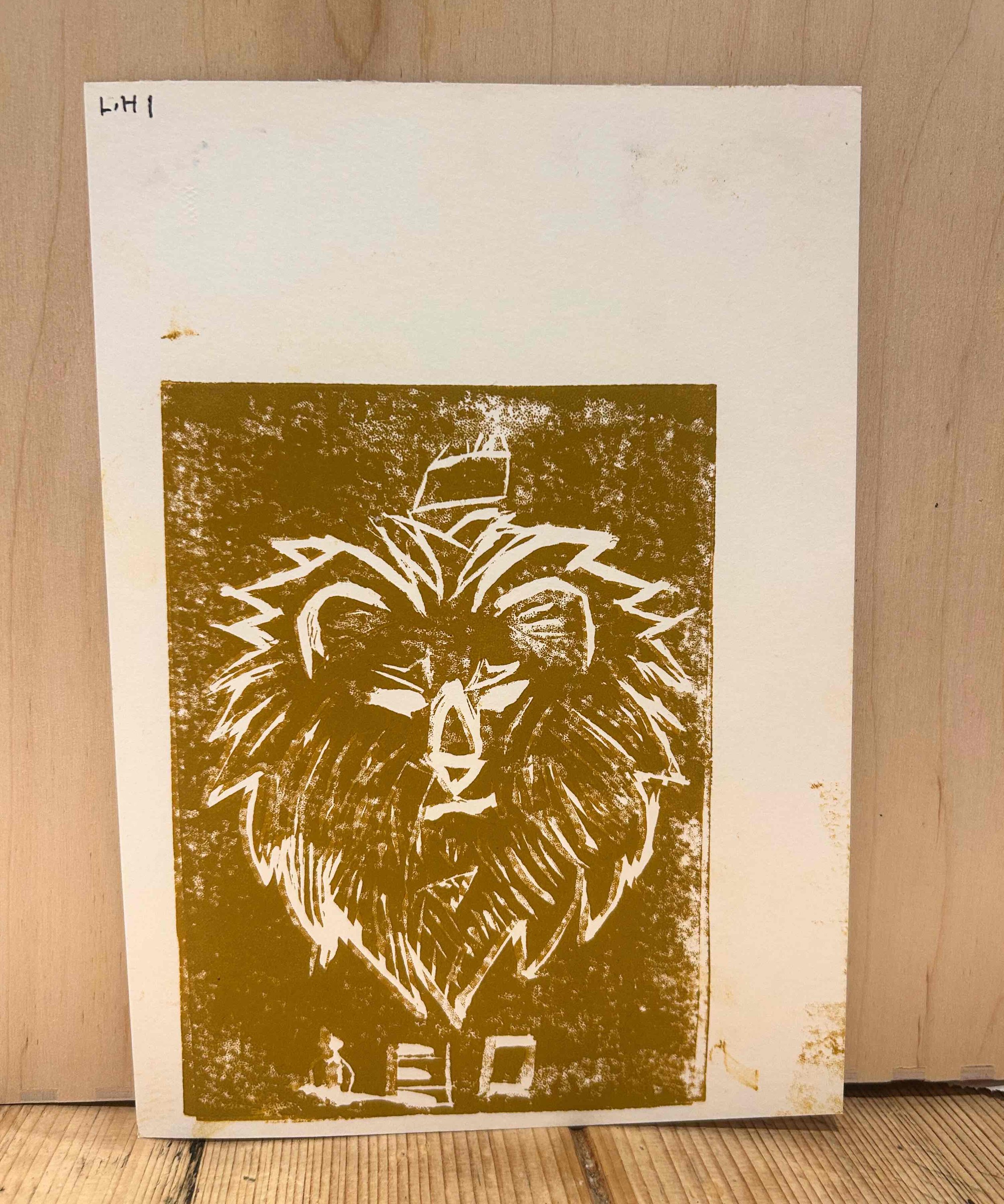 Gold Lion Linocut