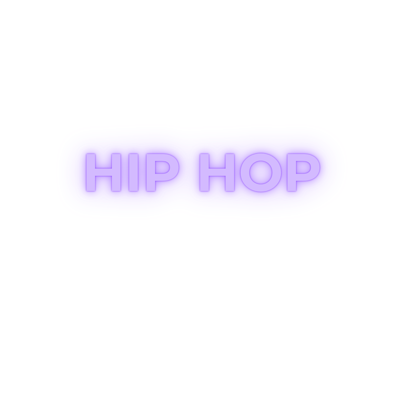 A neon sign with the words "HIP HOP" in purple letters on a pink and purple background.
