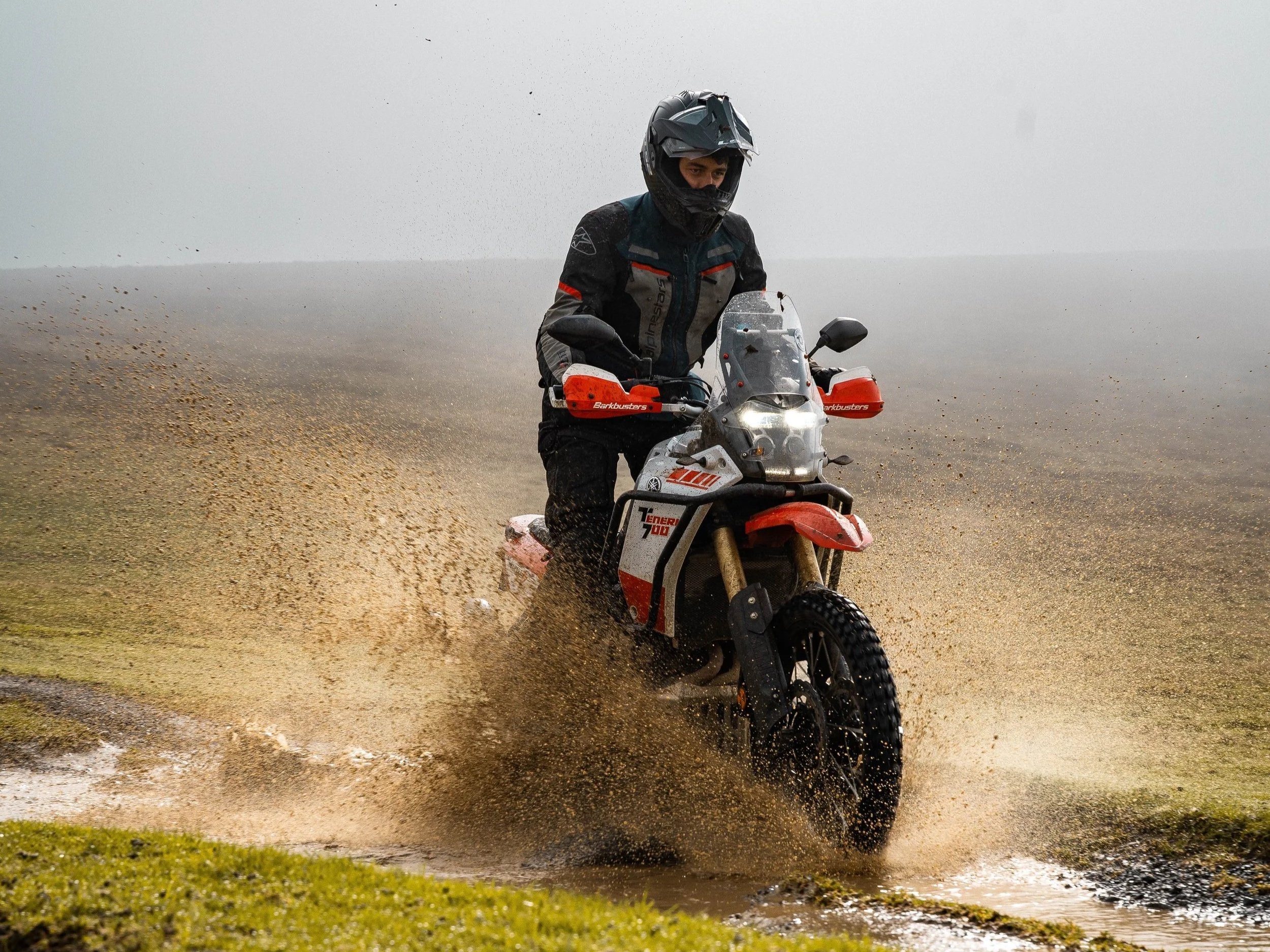 Riders crossing the Begwns on a guided off-road day ride in the Welsh Borders