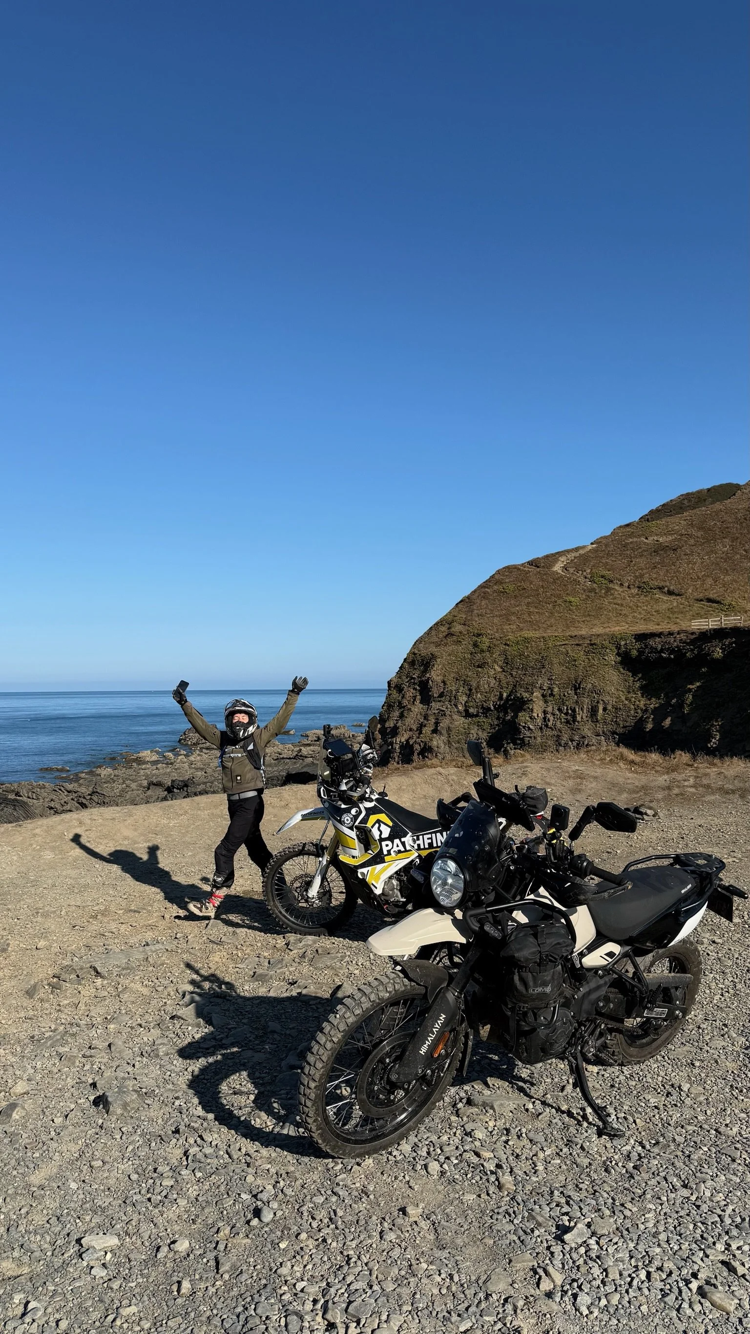 Adventure bike on a Cornish byway during a guided off-road tour