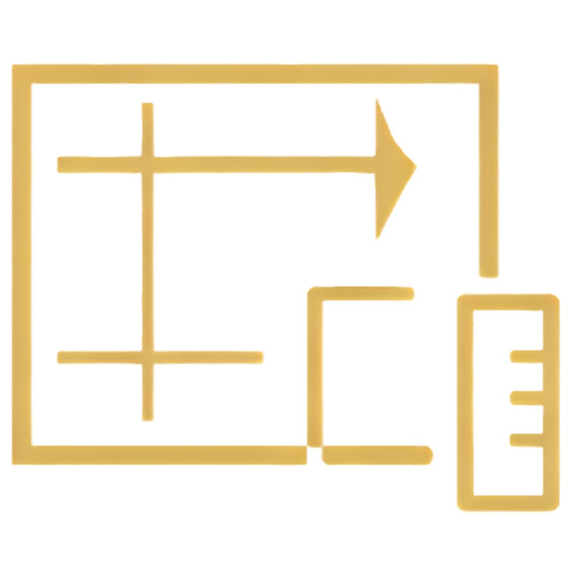 Colorful abstract geometric artwork with various rectangular and square shapes in yellow, red, green, black, orange, purple, and gray, framed with beige lines.