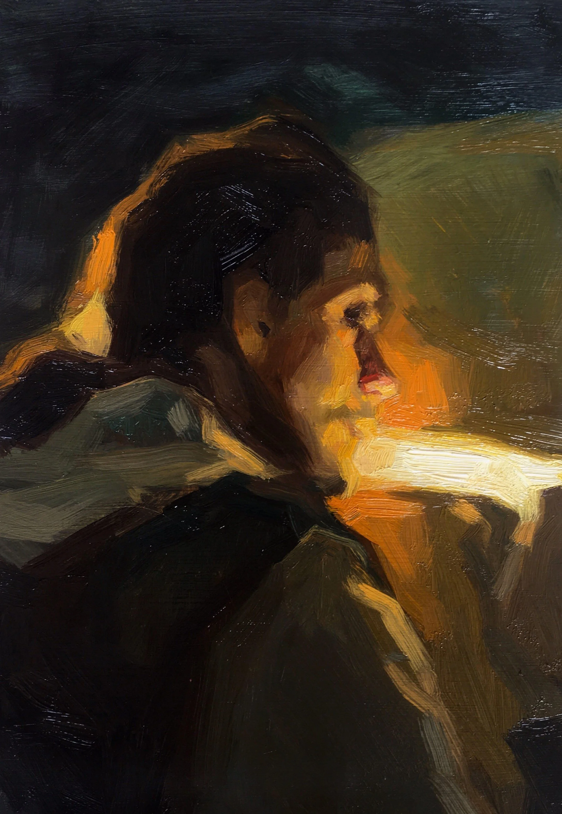 Inwardly, A4, oil on paper, 2020