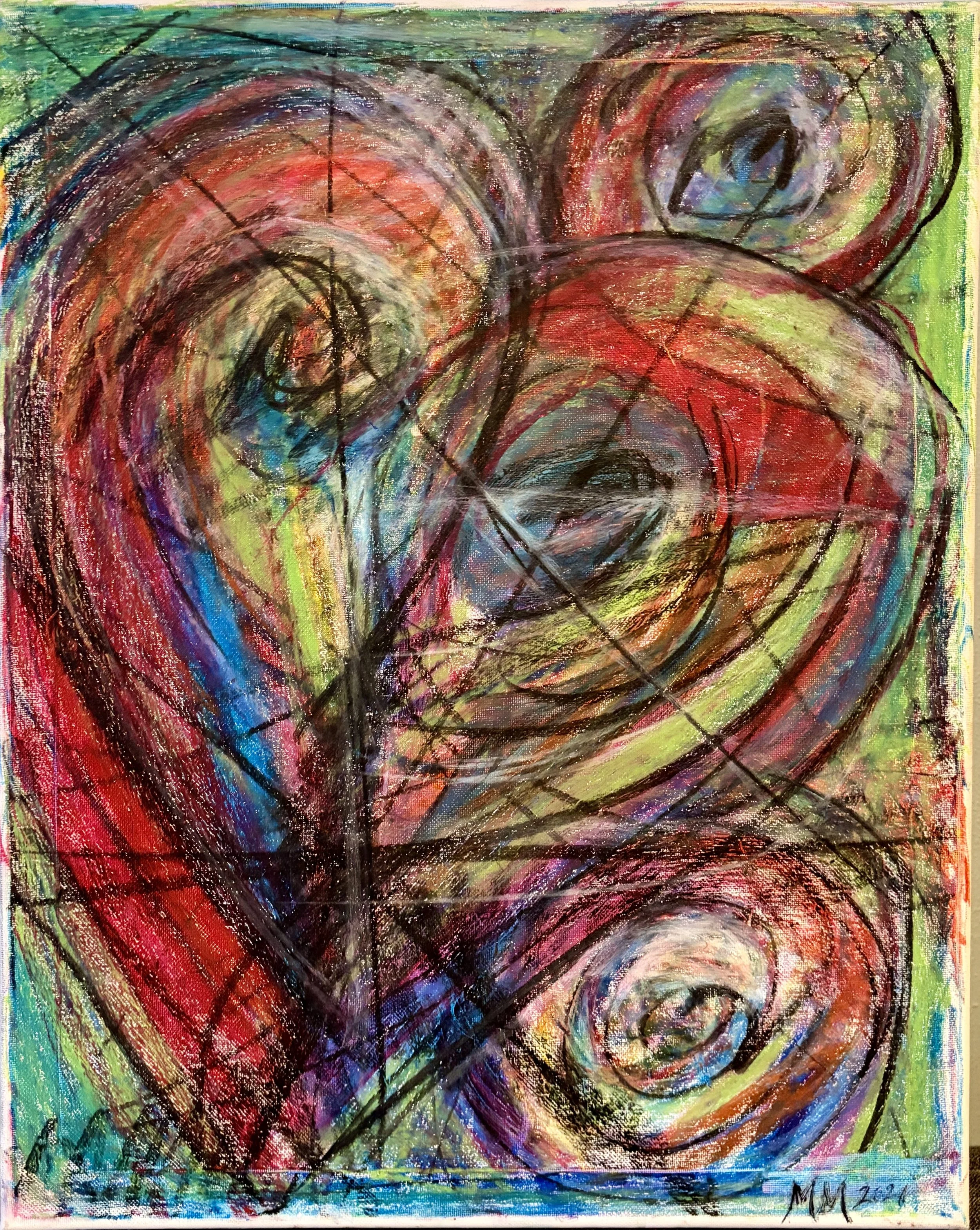 Bleeding Heart Oil Pastel Canvas