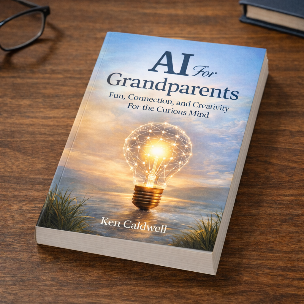 Mockup of AI for Grandparents book by Ken Caldwell