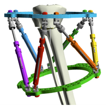 A colorful mechanical structure resembling a Ferris wheel made from LEGO bricks with multicolored support beams and a central white wheel.