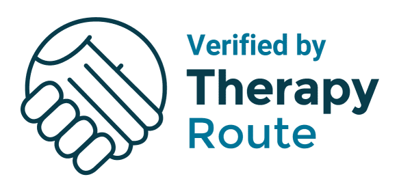 A logo with two hands shaking in a circle next to "Verified by Therapy Route"—trusted by top child psychologist Limassol clinics