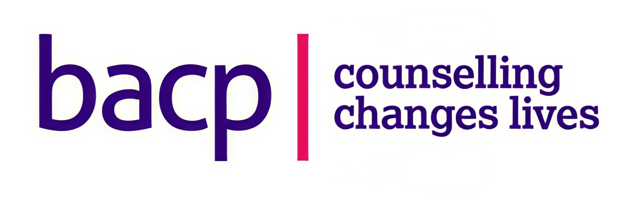 Registered Psychotherapist: Logo bacp | counselling changes lives in purple letters on a white background for child psychologist Limassol.