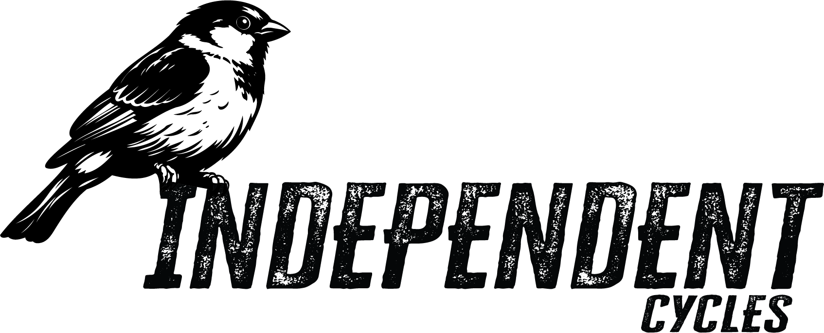 Logo for Independent Cycles featuring a stylized figure riding a bicycle with the text 'INDEPENDENT CYCLES' beneath.