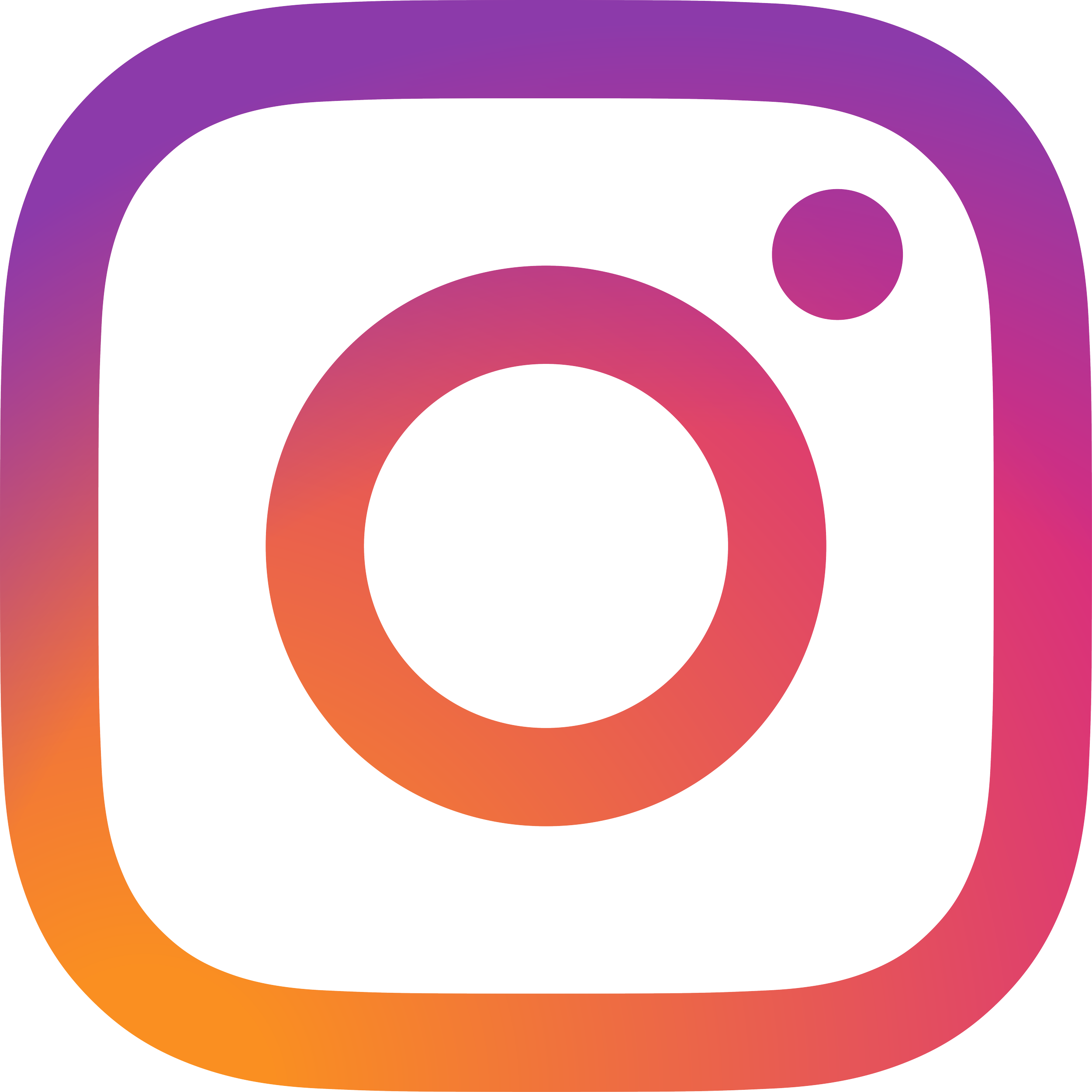 A stylized icon of a camera with a rainbow gradient outline, resembling the Instagram logo.