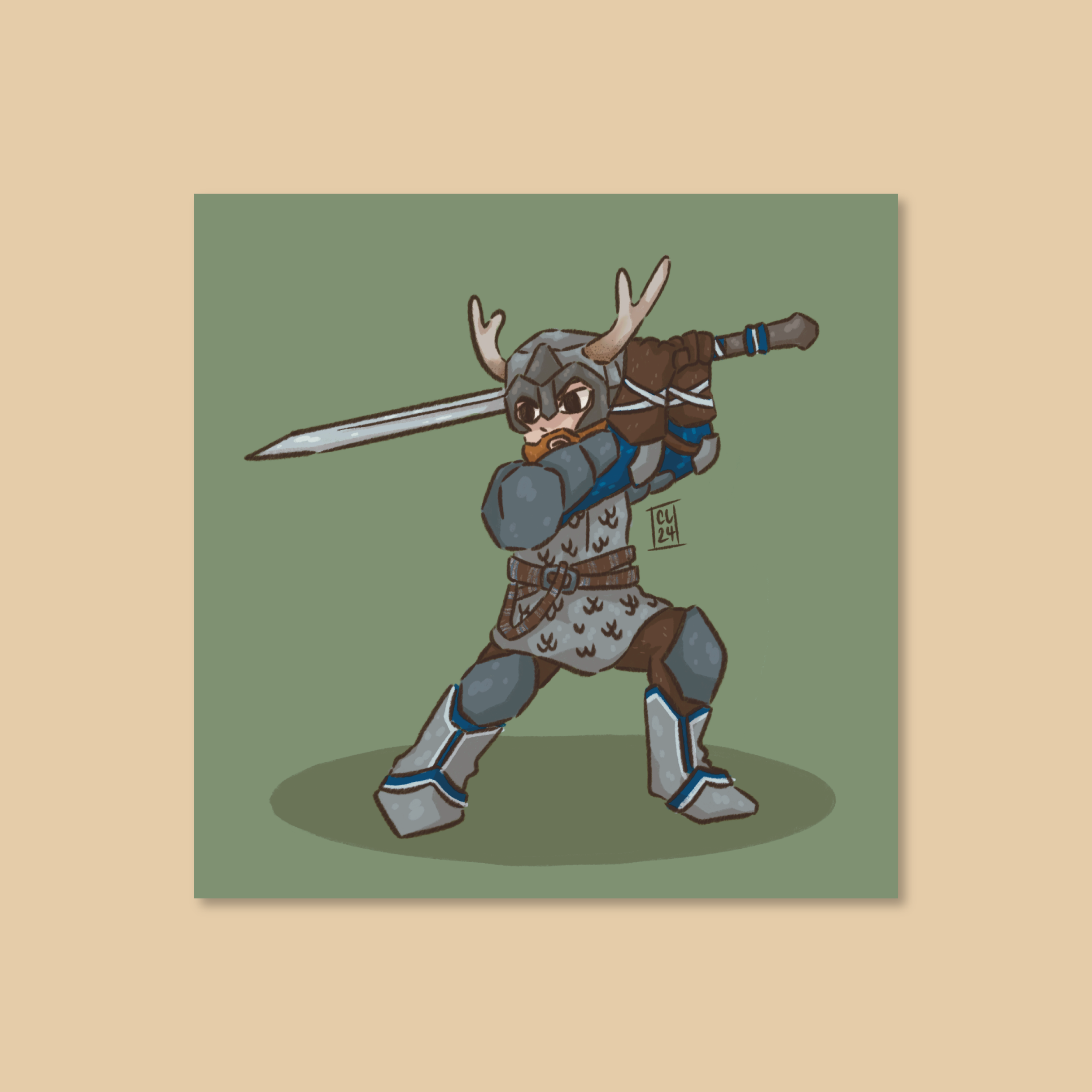 Warrior among Knights Mini Print