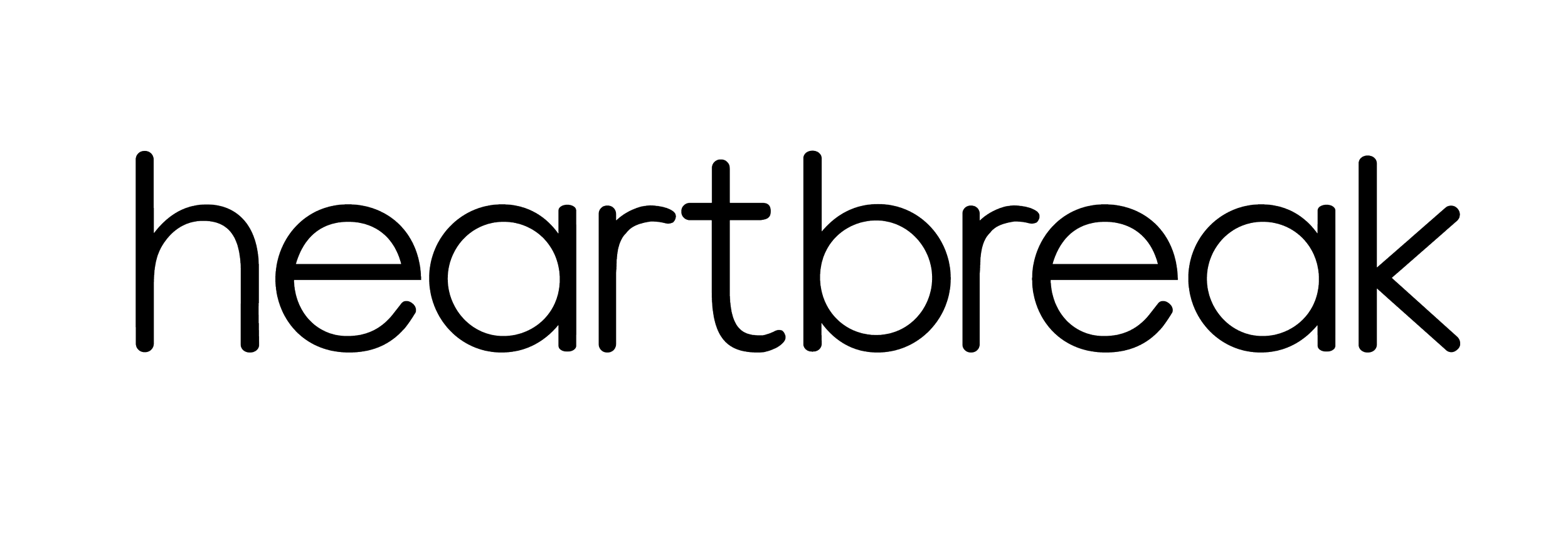 The word 'heartbreak' written in black outline letters on a transparent background.