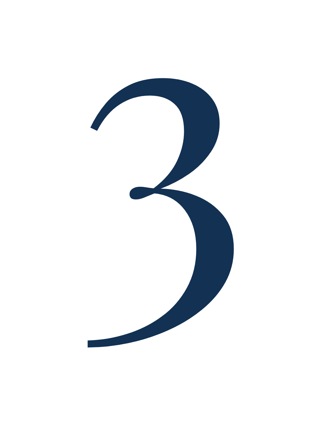 Number three in large blue font