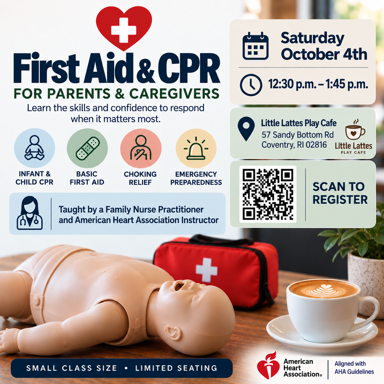 Infant and Child First Aid and CPR at Little Lattes Play Cafe