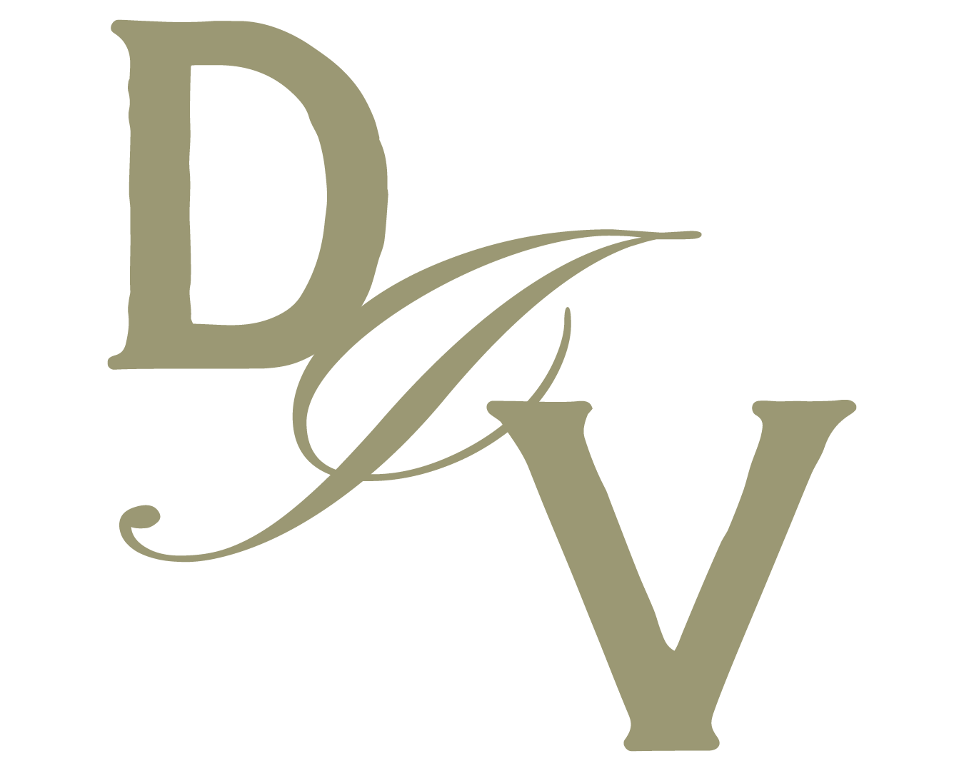 Elegant gold-colored letter logo with a large 'D' and overlapping 'V' and 'Y' on a black background.