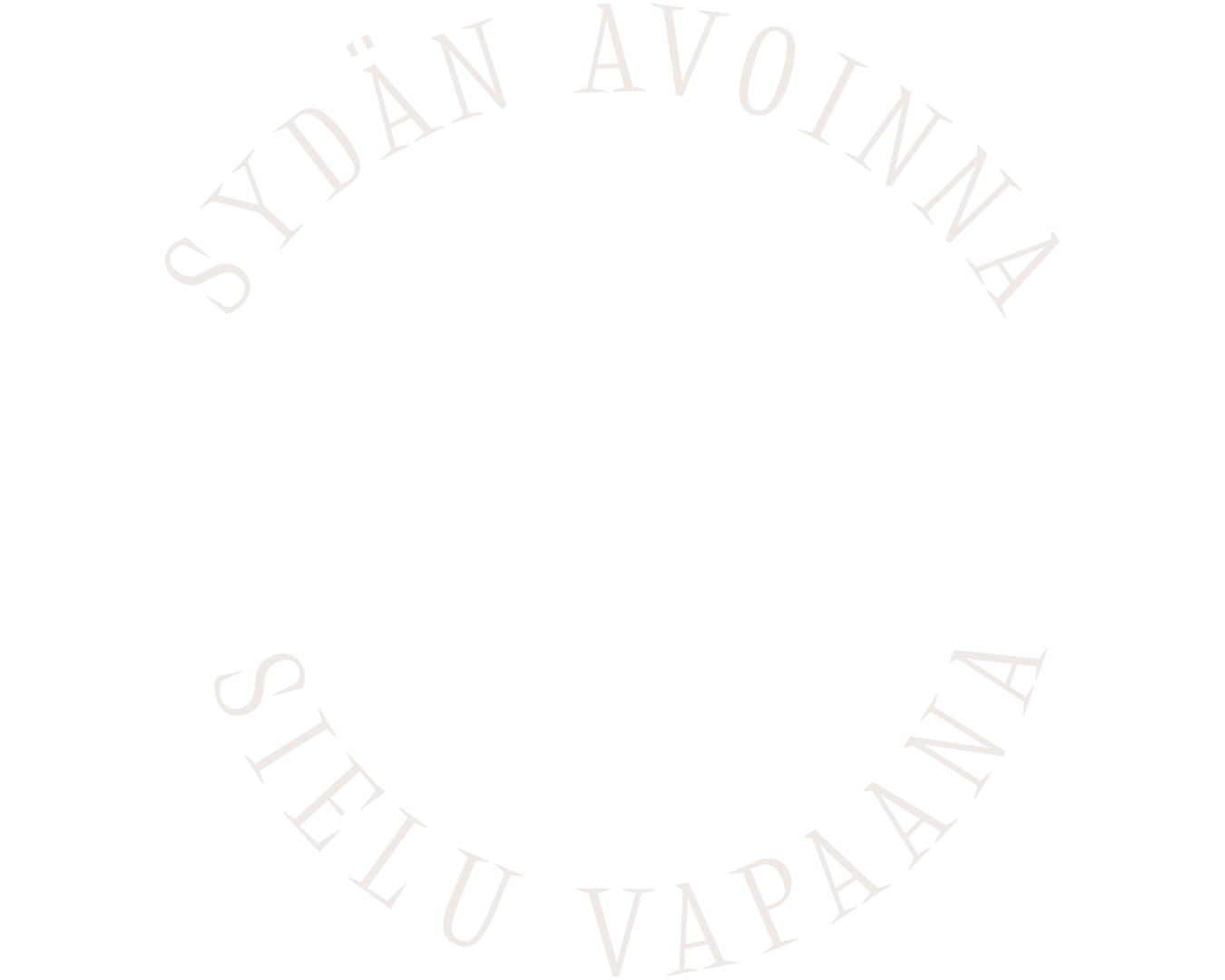 Circular logo with the text 'SÝDÁN AVON A. SIEU VAPAA' arranged around the circle in a serif font, on a black background.