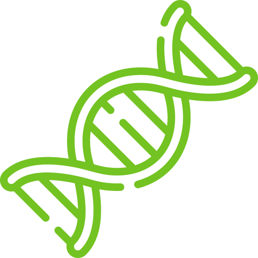Green outline drawing of a DNA double helix.
