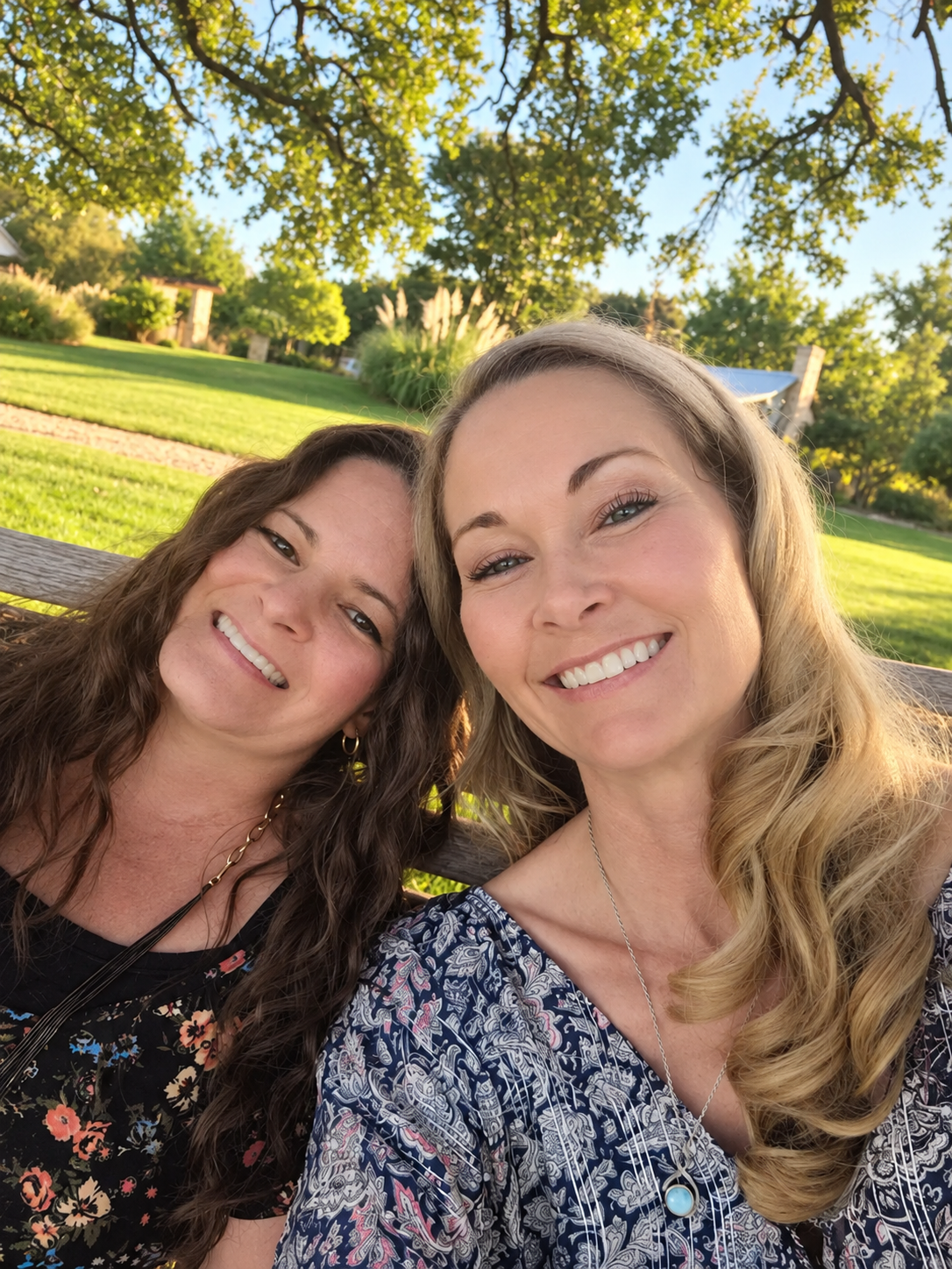Love Chimes founders and sisters Breck White and Crystal Breakfield outdoors in Dallas–Fort Worth