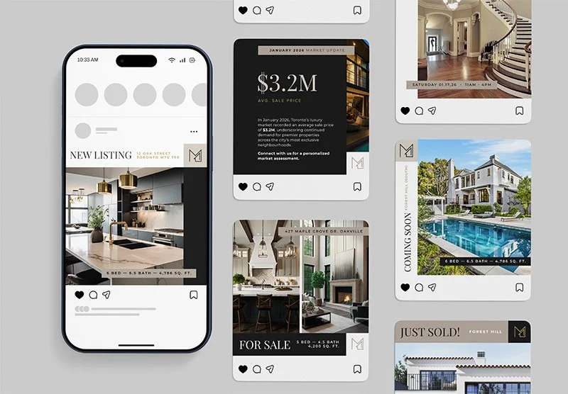 Suite of social media templates for luxury real estate brand