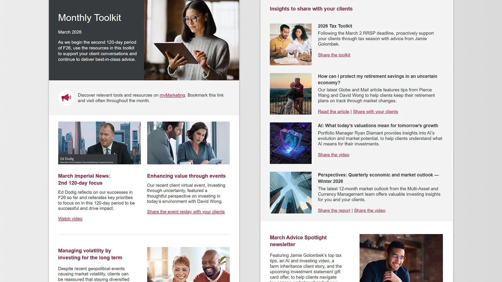mockup of updated email newsletter showing a modern and clean layout
