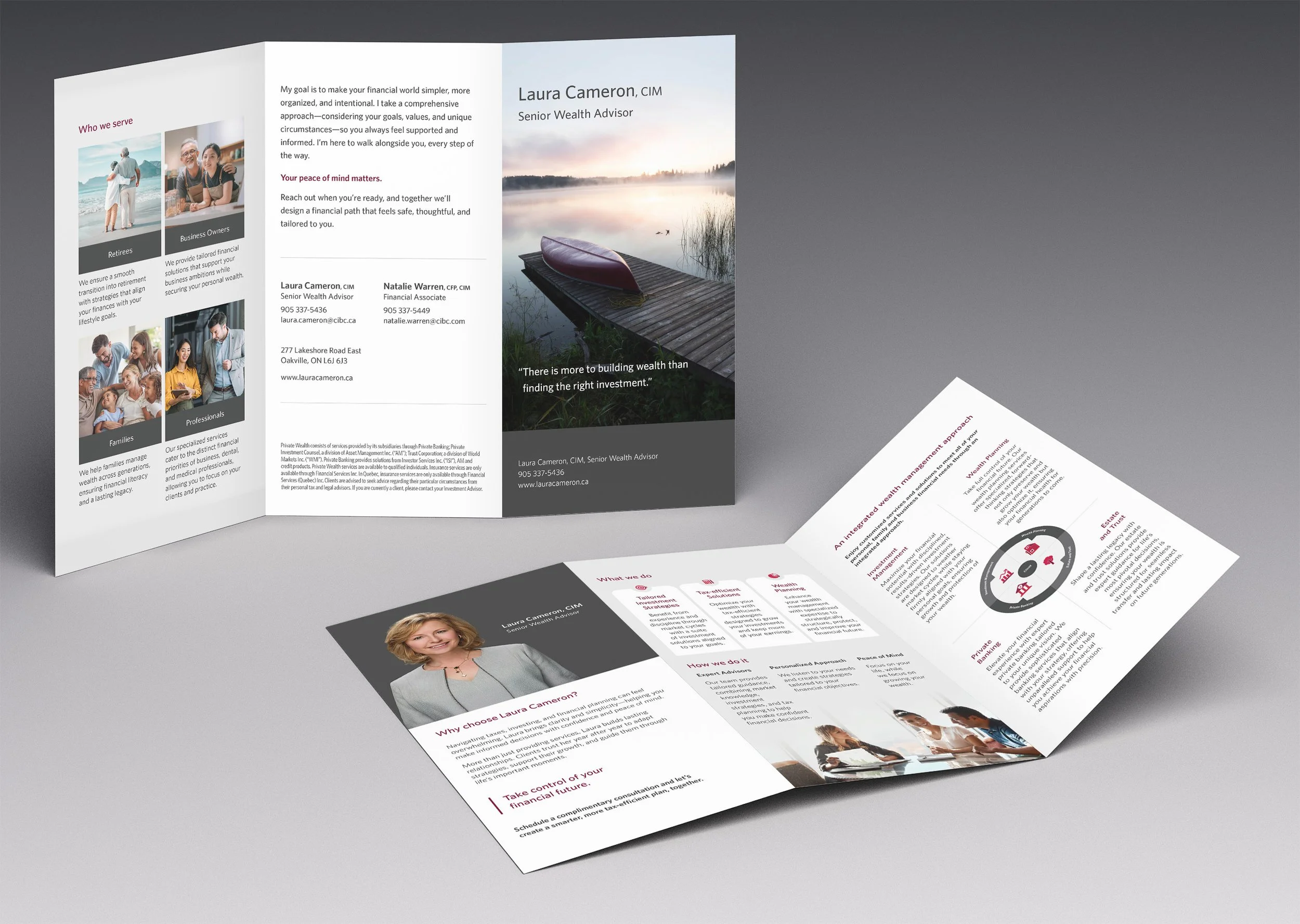 Investment Advisor Tri-Fold Brochure: Client-facing marketing brochure designed to communicate services clearly through structured visual storytelling.