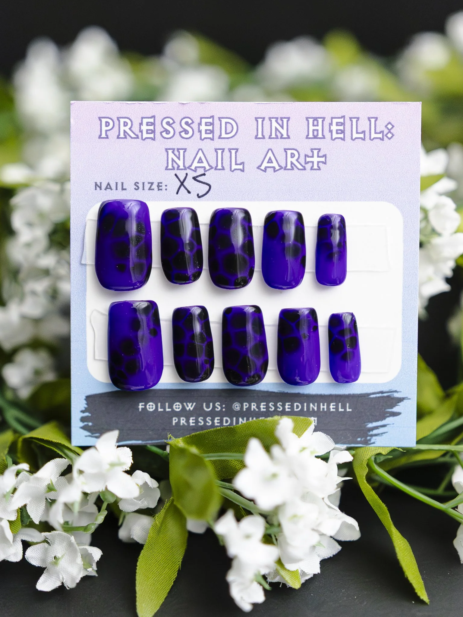 Purple & Black Trippy Geometric Press-On Nails (XSmall)
