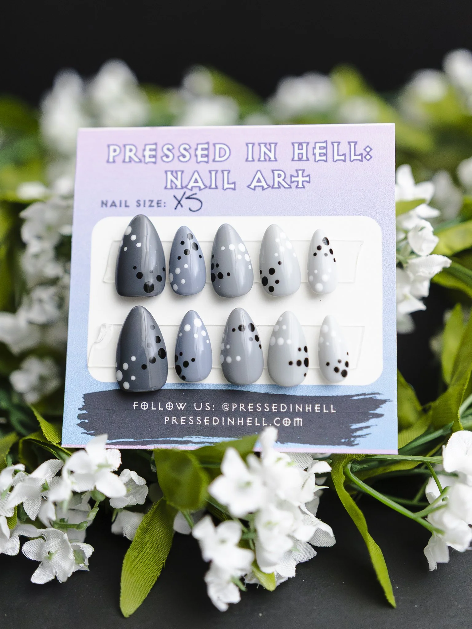 Monochrome "Pop-n-Dot" Press-On Nails (XSmall)