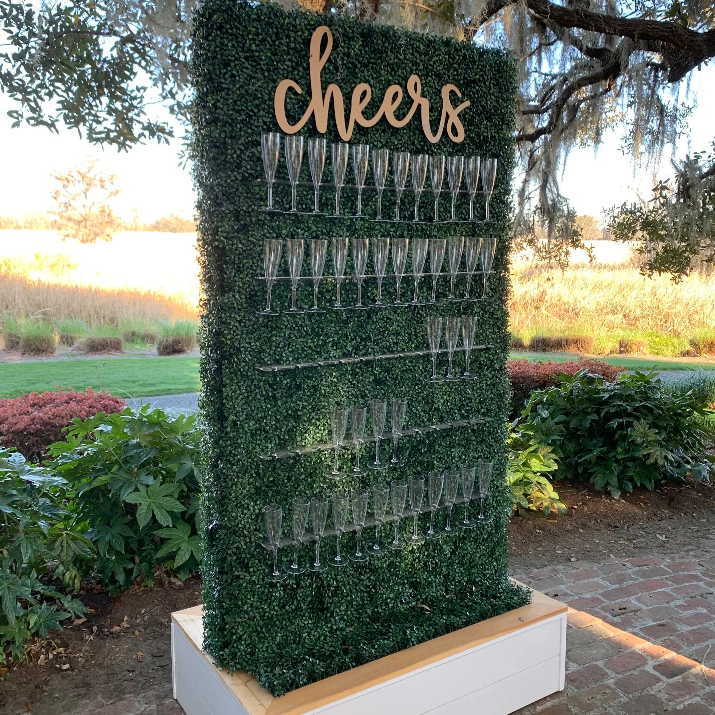 Our hand-built wine wall. Perfect for your events!