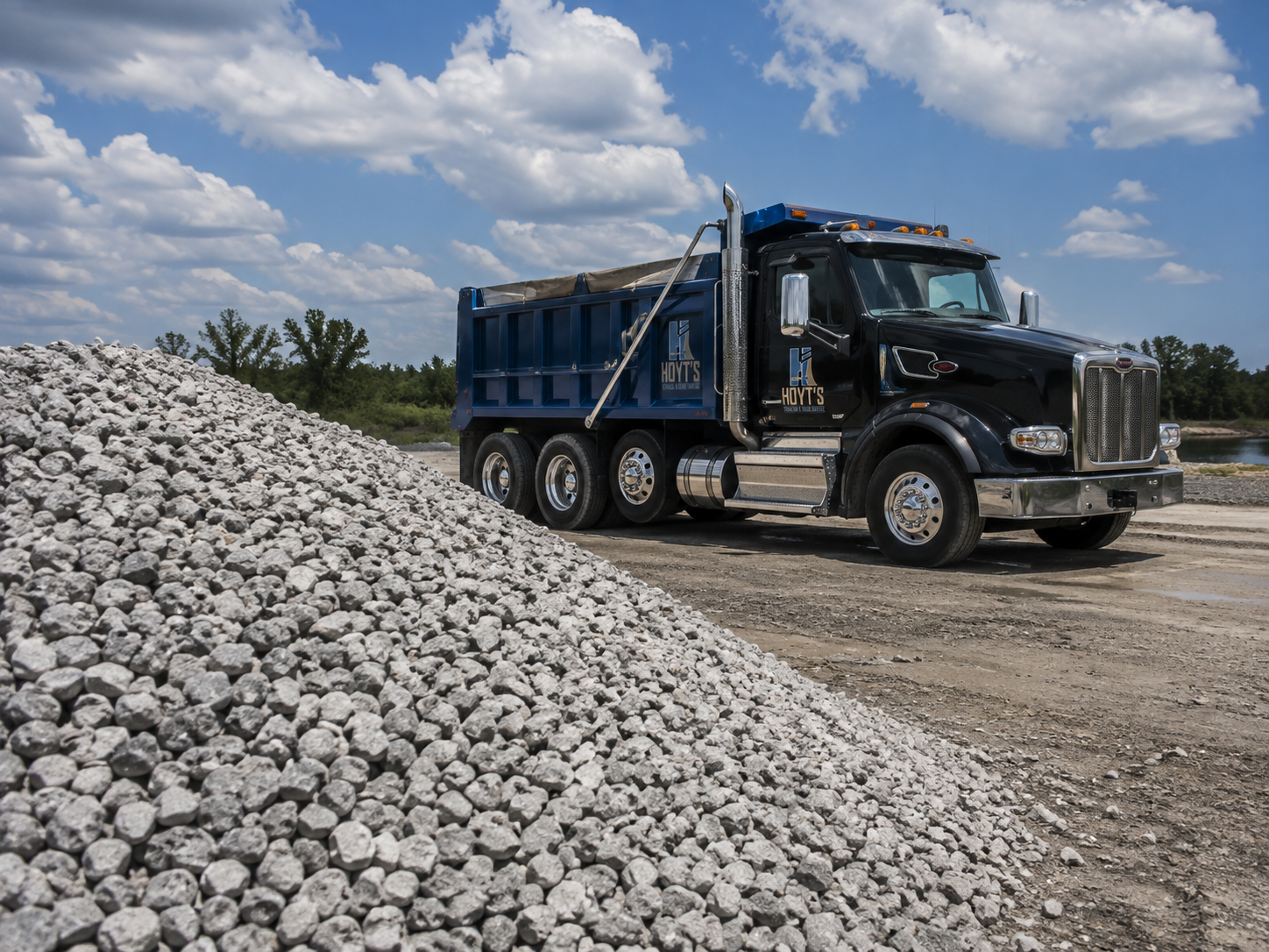 Limestone aggregate available for driveway and construction delivery from Hoyt’s Trucking