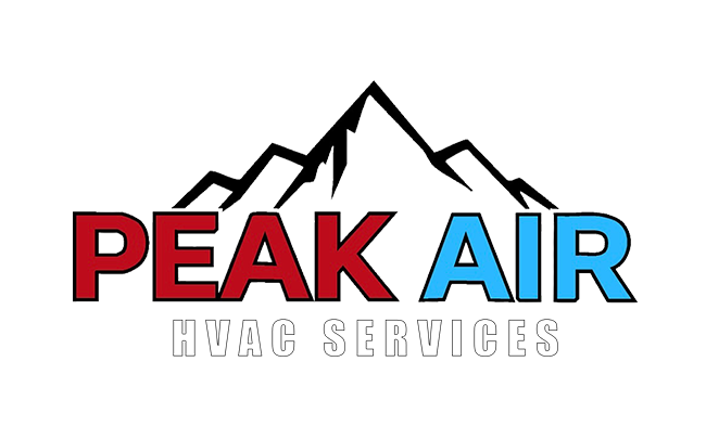 Logo for Peak Air HVAC Services featuring a stylized mountain with the company name in red, green, yellow, and blue text.