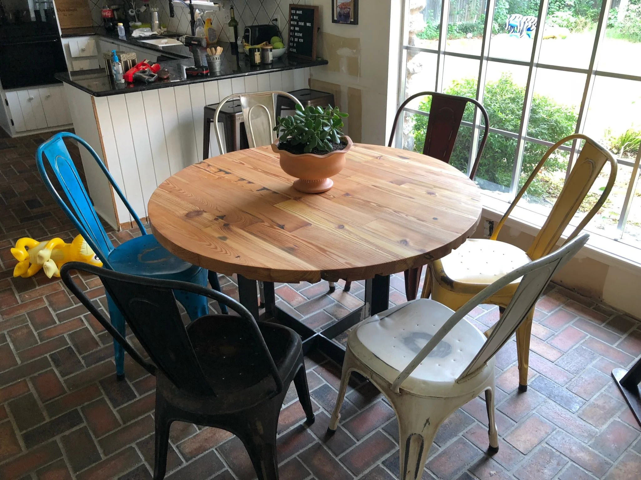 Reclaimed Pine Flooring 48" Round Table