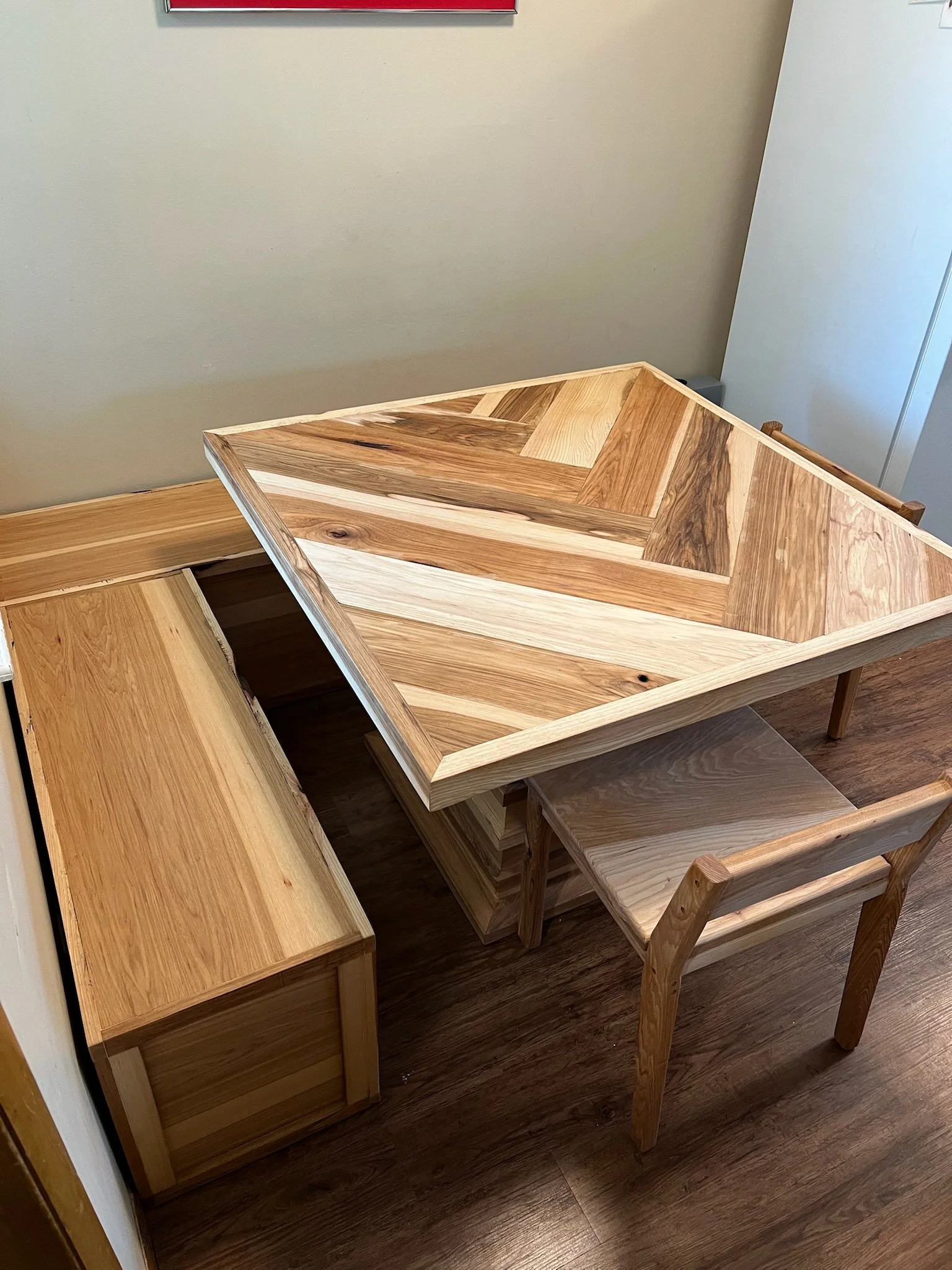 Hickory Table, Bench, and Chairs