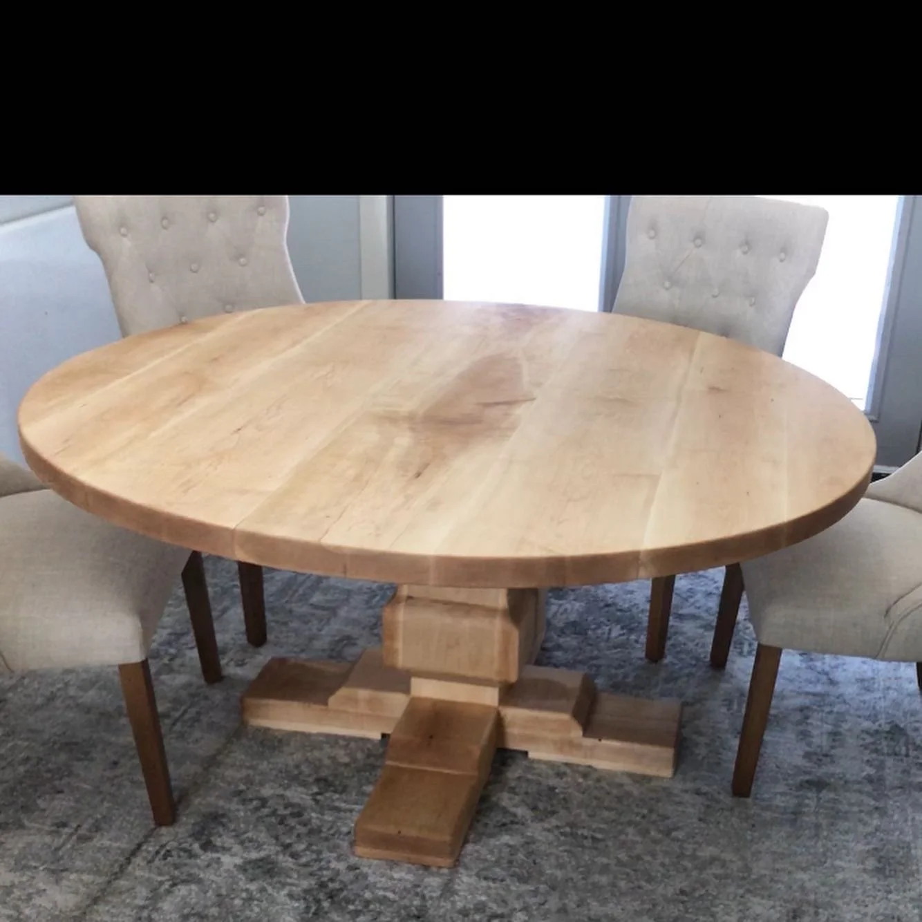 60" Round Maple Table with Pedestal Base