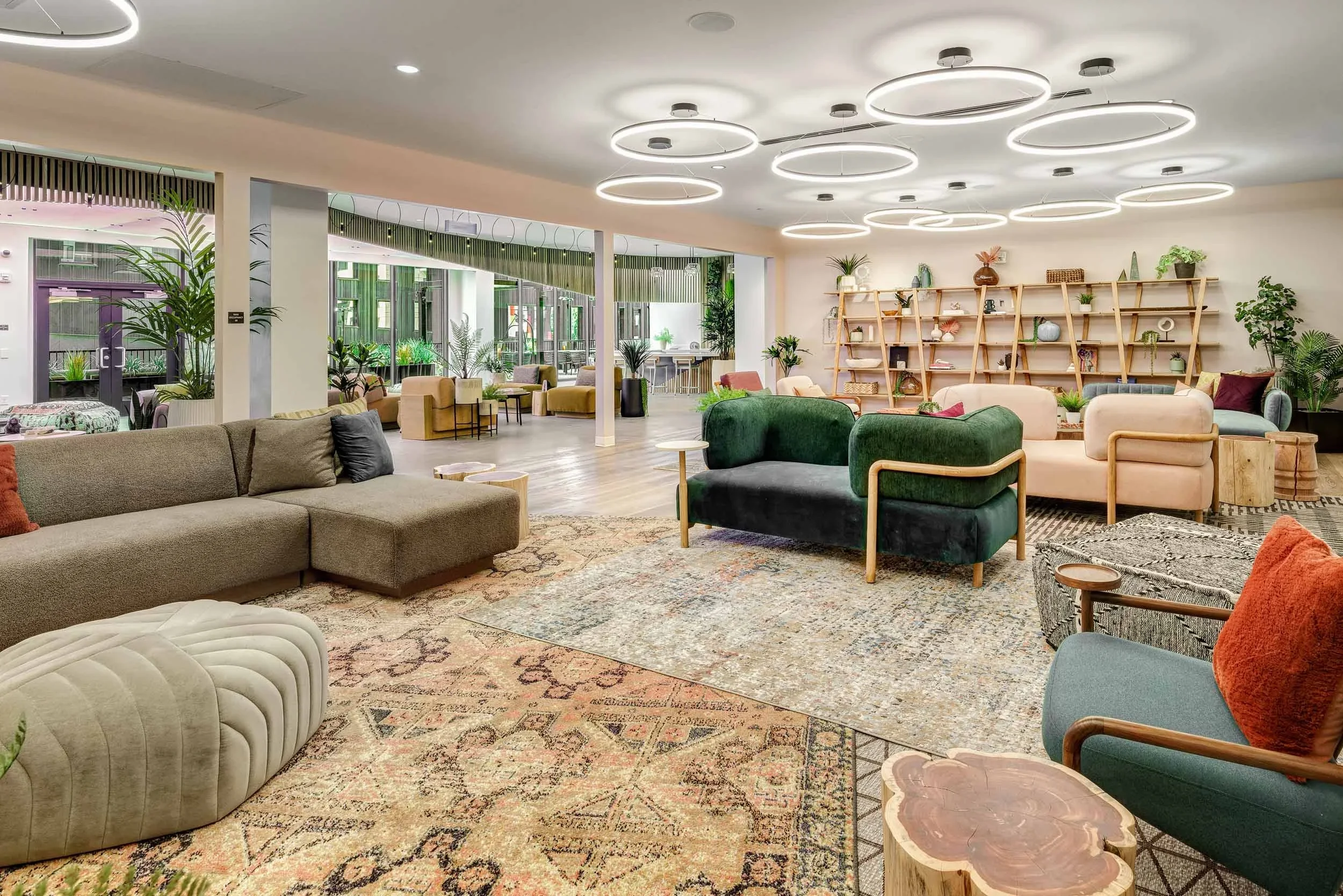 A spacious, modern lounge area that was recently cleaned in Columbus, Ohio