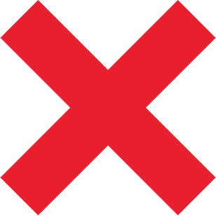 Red X symbol on a white background