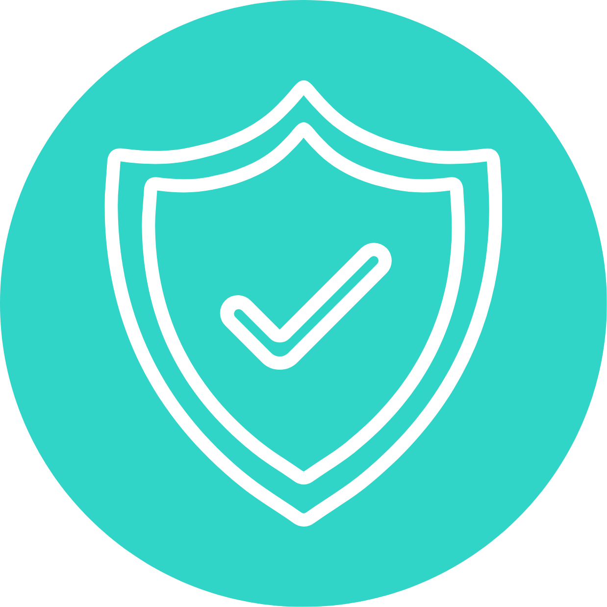 Icon of a shield with a checkmark inside, symbolizing security or protection.