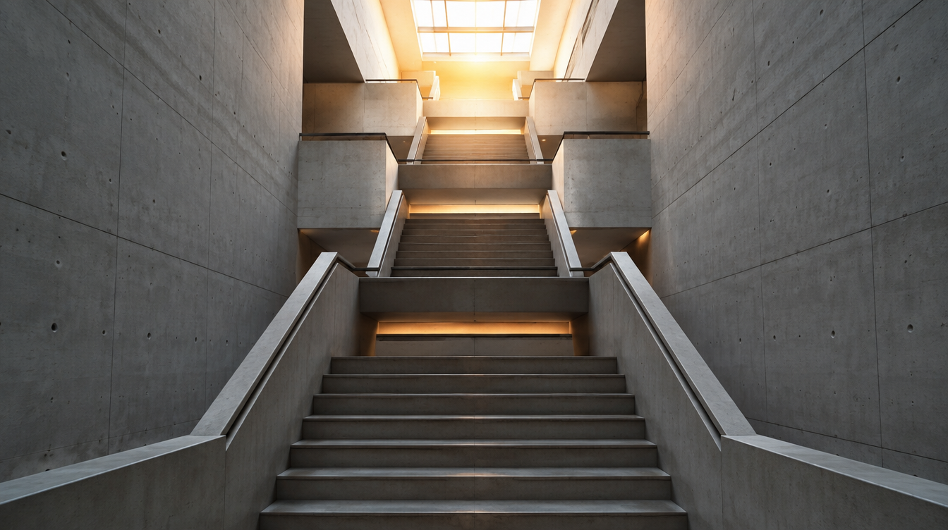 Escalera de piedra iluminada: Método DEXA · Studio 503, de la imagen a la autoridad