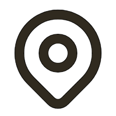 Icon of a location pin or map marker with a circular target symbol inside.