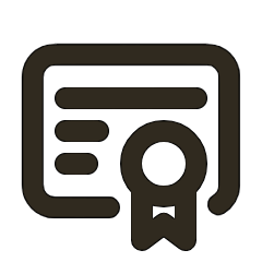 Icon of a certificate or award with a ribbon.