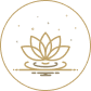 Gold lotus flower with sparkling stars in a circle outline