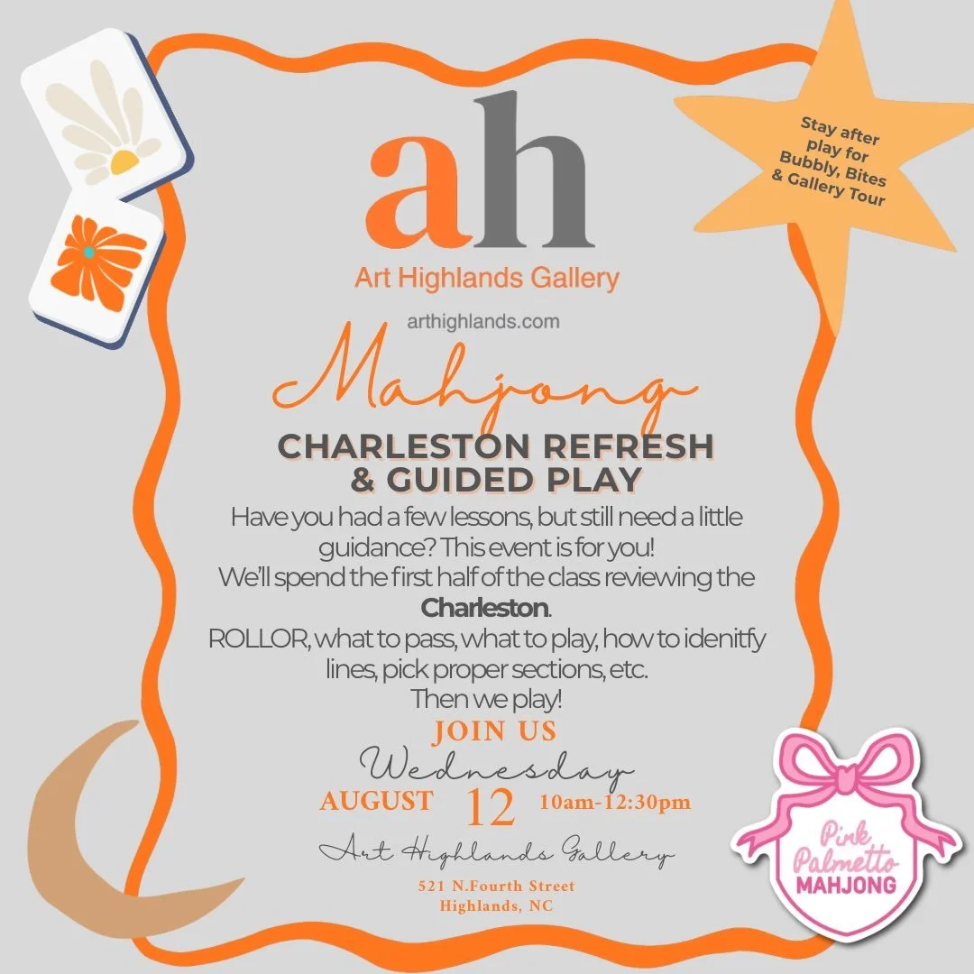 The Charleston!
Right, over, left, what to pass, what to keep.
How to find a section or sections, should I have my line now? 
This is the part of the game that gets us all.

Let Pink Palmetto Mahjong help you navigate. With humor, lightheartedness, m