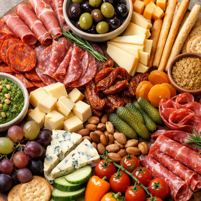 Dessert table with various fruit-topped cheesecakes, miniature bundt cakes, pink frosted cupcakes, layered chocolate and cream parfaits - - Graze & Glaze’d Calgary
