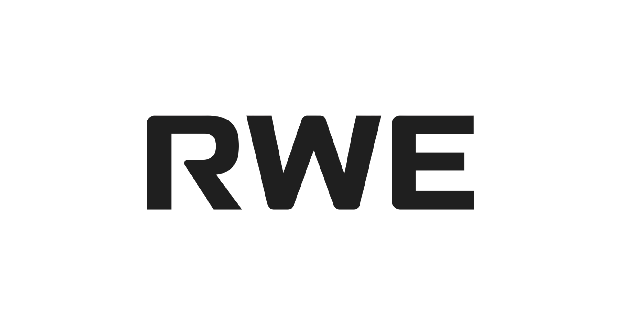 Black and white logo with the word 'RESIST' in bold black letters on top of a circle, and the letters 'RWE' in black below.