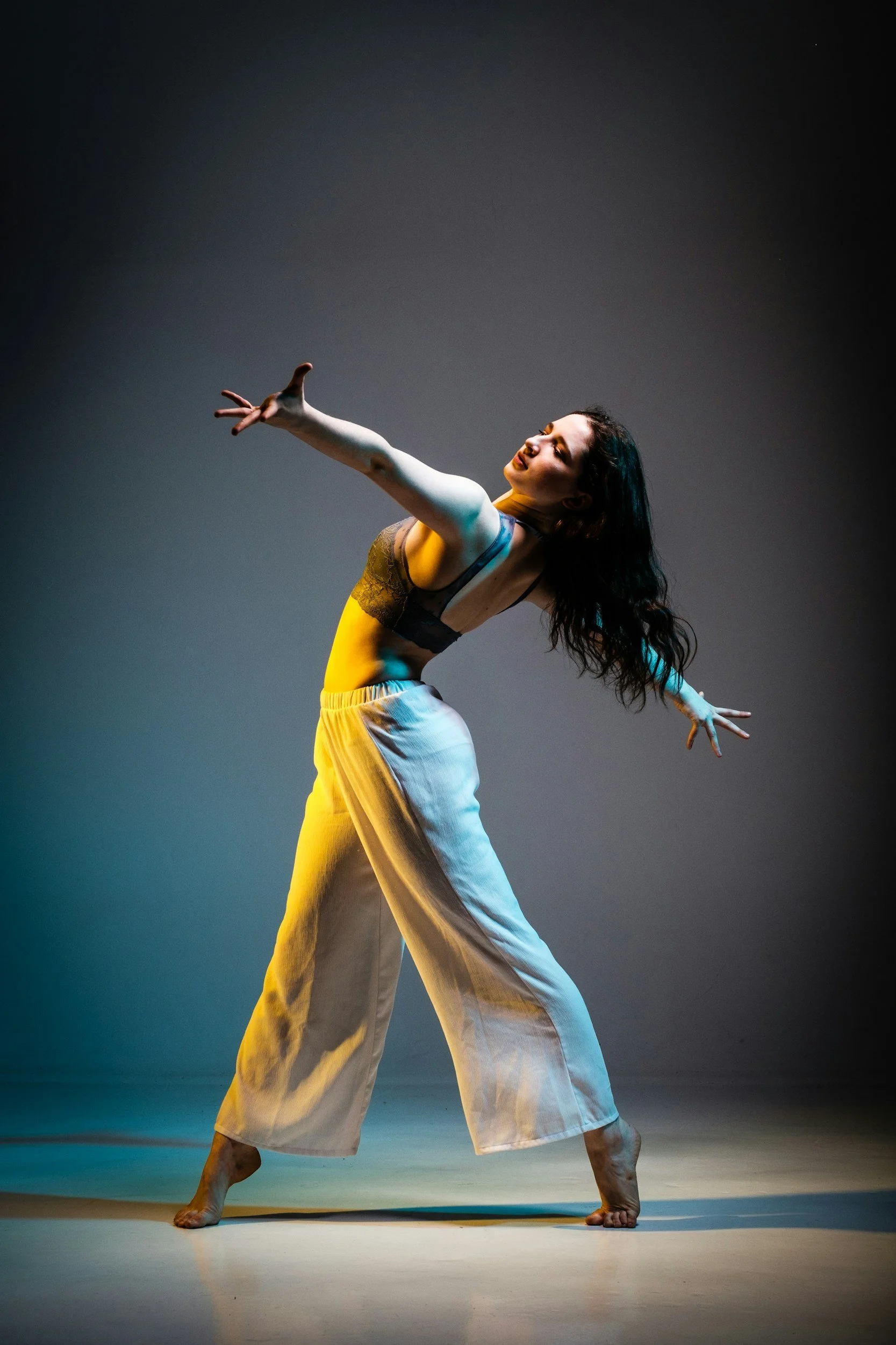 Flexible dancer in action.