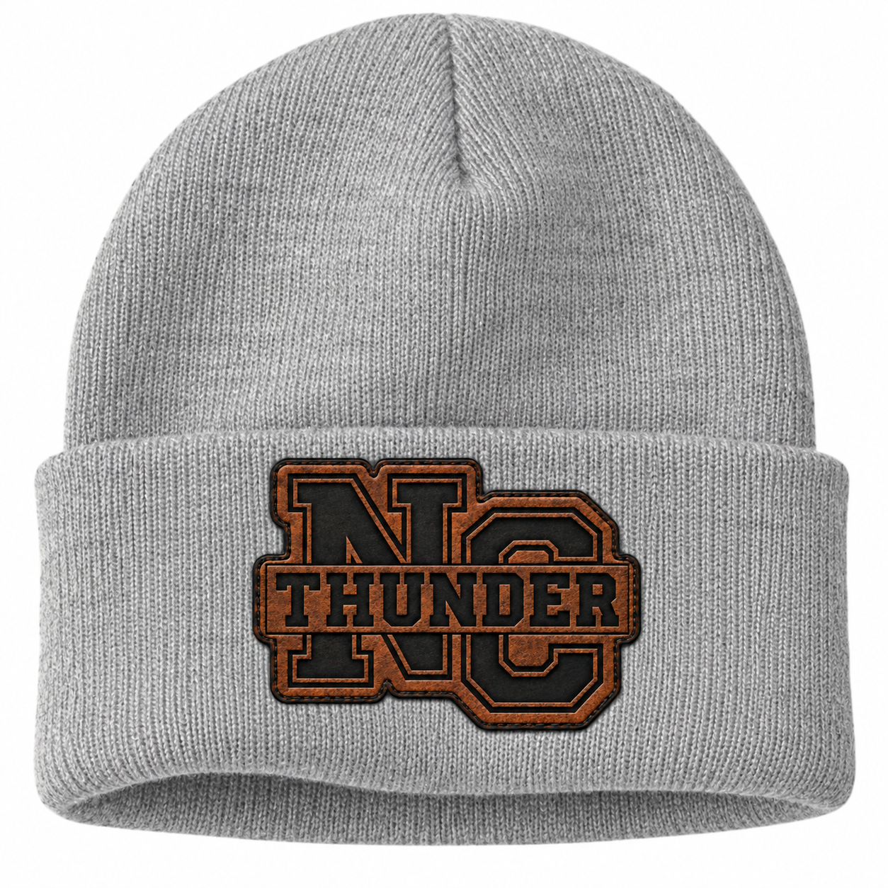Gray Knit Beanie with NC Thunder Patch.png